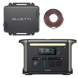 Anker SOLIX F1500 Portable Power Station (1536Wh - 1800W) with BLUETTI Fast Charger 1 & Wiring Kit