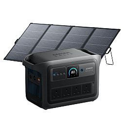 Anker SOLIX C1000 Gen 2 Portable Battery Power Station With PS400 IP68 Bifacial Portable Solar Panel 400W