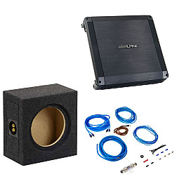 Alpine BBX Power Class A/B 2 Channel Car Amplifier With Subwoofer Box and Wiring Kit