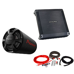 Alpine BBX Power Class A/B 2 Channel Car Amplifier With Pioneer 12" Tube Enclosure Subwoofer and Wiring Kit Alpine BBX Power Class A/B 2 Channel Car Amplifier With Pioneer 12" Tube Enclosure Subwoofer and Wiring Kit
