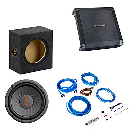 Alpine Class A/B 2 Channel Car Amplifier With JBL Subwoofer and Subwoofer Box Wiring Kit