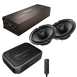 Pioneer 6.5" Coaxial Speaker With 4 Channel Class D Amplifier & UnderSeat Active Subwoofer Upgrade Kit