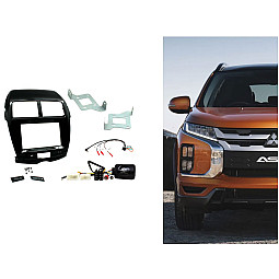 CTKMT10 Mitsubishi ASX 2014 Onwards Black / Silver Double Din Car Stereo Fascia Fitting Kit