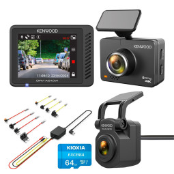 Kenwood 2" LCD Display GPS, Wifi 4K Ultra HD Recording Dashcam with Rear Camera and Hard Wired Kit