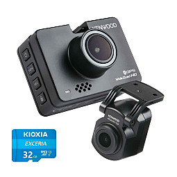 Kenwood DRVA510R110 2" LCD GPS, Wifi 2K Wide Quad-HD Front Dashcam with Full-HD Waterproof Rear Camera