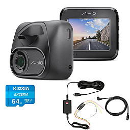 Mio MiVue C595W Crystal Clear Full HD 1080P/60fps GPS, Wifi Car Dash Camera with Hardwiring Kit and 64GB Memory Card