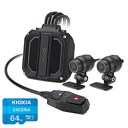 Mio MiVue M820WD 1080P / 60fps Dual HDR Detachable Rider Dash Cam With 64GB Card