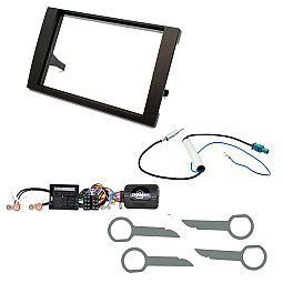Audi A4 (2001-2008) B6/B7 Double Din Car Stereo Fitting Kit, Fascia Steering Wheel Control, Aerial Audi A4 (2001-2008) B6/B7 Double Din Car Stereo Fitting Kit, Fascia Steering Wheel Control, Aerial