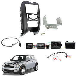 BMW Mini 2006 - 2014 Double Din Stereo Fascia / Steering / Parking Sensor Retention / Antenna Fitting Kit BMW Mini 2006 - 2014 Double Din Stereo Fascia / Steering / Parking Sensor Retention / Antenna Fitting Kit