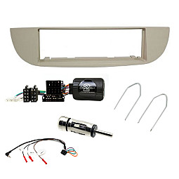 Fiat 500 Single Din (Ivory) Car CD Stereo Fitting Kit, Fascia Steering Stalk Adaptor