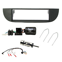Fiat 500 Single Din (Black) Car CD Stereo Fitting Kit, Fascia Steering Stalk Adaptor