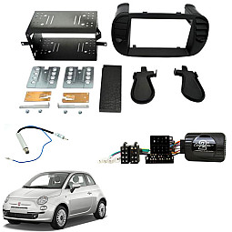 Fiat 500 2007- 2015 Matt Black Double Din Car Stereo Fascia Fitting Kit Fiat 500 2007- 2015 Matt Black Double Din Car Stereo Fascia Fitting Kit