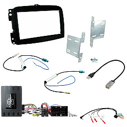 Fiat 500L (2013-2018) Double Din Fascia, Steering, FM / DAB, USB Car Stereo Fitting Kit Fiat 500L (2013-2018) Double Din Fascia, Steering, FM / DAB, USB Car Stereo Fitting Kit