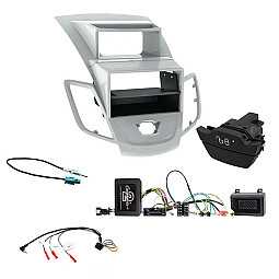 Ford Fiesta 2013 - 2017 Single / Double Din Stereo Silver Fascia / Steering / Antenna Fitting Kit Ford Fiesta 2013 - 2017 Single / Double Din Stereo Silver Fascia / Steering / Antenna Fitting Kit