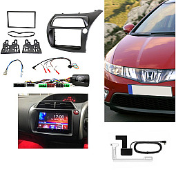 Honda Civic Type R FN2 Double Din Car Fascia / Steering / Antenna Kit With DAB Aerial Honda Civic Type R FN2 Double Din Car Fascia / Steering / Antenna Kit With DAB Aerial