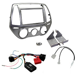 Hyundai i20 2012-2020 (Manual A/C) Double Din Car Stereo Fitting Kit, Fascia, Steering Control