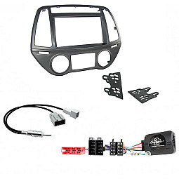 Hyundai i20 2012-2020 (Automatic A/C) Double Din Car Stereo Fitting Kit, Fascia, Steering Control