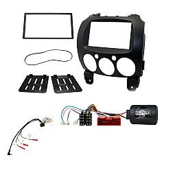 Mazda 2 Non-Bose 2008-2014 Car CD Stereo Double Din Fitting Kit, Fascia, Steering Wheel Control Mazda 2 Non-Bose 2008-2014 Car CD Stereo Double Din Fitting Kit, Fascia, Steering Wheel Control