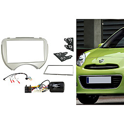 CTKNS02 Nissan Micra 2010 - 2013 (Silver) Double Din Car Stereo Fitting Kit Fascia, Steering Control CTKNS02 Nissan Micra 2010 - 2013 (Silver) Double Din Car Stereo Fitting Kit Fascia, Steering Control