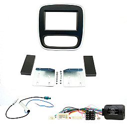 Renault Trafic 2013-2015 Silver Piping Edge Double Din Stero Fascia Steering Antenna Kit Renault Trafic 2013-2015 Silver Piping Edge Double Din Stero Fascia Steering Antenna Kit