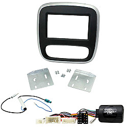 Vauxhall Vivaro 2014-2018 (Black/Silver) Double Din Car Stereo Fascia Steering Antenna Fitting Kit Vauxhall Vivaro 2014-2018 (Black/Silver) Double Din Car Stereo Fascia Steering Antenna Fitting Kit