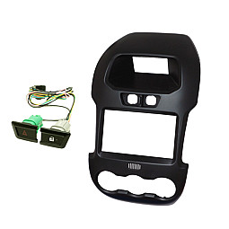 InCarTec 50-924 Ford Ranger (2011-2015) Double Din Radio Fascia Adapter Panel With Replacement Switches (BLACK)