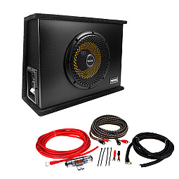 RECOIL LAS12 12" Shallow Active Under Seat Amplified Subwoofer With Phoenix Gold 7AWG Wiring Kit