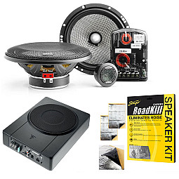 Focal 2-Way 6.5" Component Car Speakers With 8" Ultra-Compact Under Seat 2-Ch Amplified Subwoofer Packs Focal 2-Way 6.5" Component Car Speakers With 8" Ultra-Compact Under Seat 2-Ch Amplified Subwoofer Packs