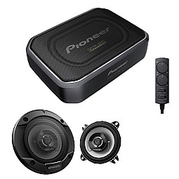 Land Rover Defender 90 Pioneer Under Seat Active Subwoofer & Kenwood Car Speaker Upgrade Pack