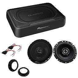 VW T5.1 T6 Pioneer Under Seat Active Subwoofer & Kenwood 6.5" Coaxial Speaker Upgrade Kit