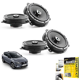 Focal ICRNS165 Nissan Qashqai 2014-2017 Front & Rear Doors 2-Way Coaxial Speaker Upgrade Kit With Sound Proofing Sheet