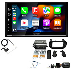 Fiat 500 2007- 2015 Matt Black Kenwood DMX7722DABS Wireless Apple CarPlay Android Auto DAB Stereo Upgrade Kit