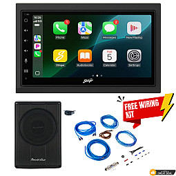 STINGER 6.8" Wireless Carplay / Android Auto Bluetooth, DAB+ Stereo with 8" Underseat Subwoofer & Free Amplifier Wiring Kit