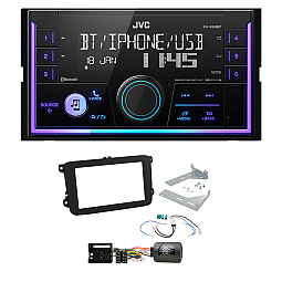 JVC Double Din Mechless USB, Bluetooth, AUX, iPod/iPhone Car Stereo Upgrade Pack For VW