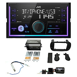 Fiat 500 2007- 2015 JVC Double Din Mechless USB, Bluetooth, AUX, iPod/iPhone Car Stereo Upgrade Pack