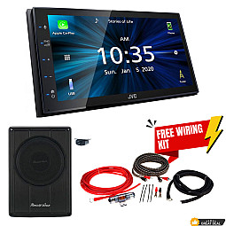 JVC KW-M560BT 6.8" Apple CarPlay / Android Auto, Bluetooth USB Car Stereo with 8" Underseat Subwoofer & Free Amplifier Wiring Kit JVC KW-M560BT 6.8" Apple CarPlay / Android Auto, Bluetooth USB Car Stereo with 8" Underseat Subwoofer & Free Amplifier Wiring Kit
