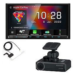 Kenwood Digital Media AV Receiver CarPlay / Android Auto Bluetooth DAB+ Radio with Aerial & HD Dashboard Camera Kenwood Digital Media AV Receiver CarPlay / Android Auto Bluetooth DAB+ Radio with Aerial & HD Dashboard Camera