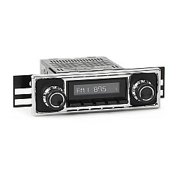RetroSound RSM1B-BPC Becker Style Motor 1 Bluetooth, AM/FM, Aux, Black Pebbled/Chrome Classic Car Stereo RetroSound RSM1B-BPC Becker Style Motor 1 Bluetooth, AM/FM, Aux, Black Pebbled/Chrome Classic Car Stereo