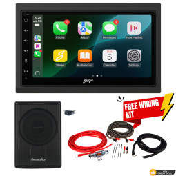 STINGER 6.8" Wireless Carplay / Android Auto Bluetooth, DAB+ Stereo with 8" Underseat Subwoofer & Free Amplifier Wiring Kit STINGER 6.8" Wireless Carplay / Android Auto Bluetooth, DAB+ Stereo with 8" Underseat Subwoofer & Free Amplifier Wiring Kit
