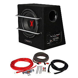 EXCALIBUR X801BA 8" Active Subwoofer Remote Built in Amplifier With Phoenix Gold 7AWG Wiring Kit