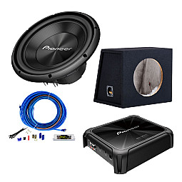 Pioneer Class D Monoblock Amplifier With 12" Dual Voice Coil Subwoofer Enclosure Wiring Pack Pioneer Class D Monoblock Amplifier With 12" Dual Voice Coil Subwoofer Enclosure Wiring Pack