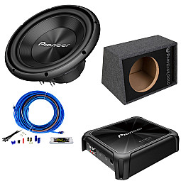 Pioneer Class D Monoblock Amplifier With 12" Dual Voice Coil Subwoofer Enclosure Wiring Pack Pioneer Class D Monoblock Amplifier With 12" Dual Voice Coil Subwoofer Enclosure Wiring Pack