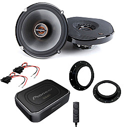 VW Transporter T5.1, T6 6.5"  2 Way Front Door Coaxial Speakers Under Seat Subwoofer Upgrade Pack