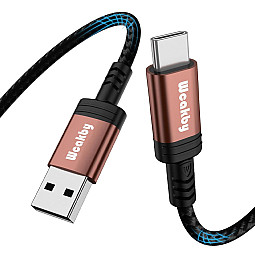 Wcakby WC0029 50CM, 3A Fast Charging Nylon Braided USB-A to USB-C Charger Cable For Smartphone