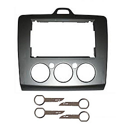 Ford Focus 2005 - 2007 Silver Replacement Double Din Fascia Panel + Keys