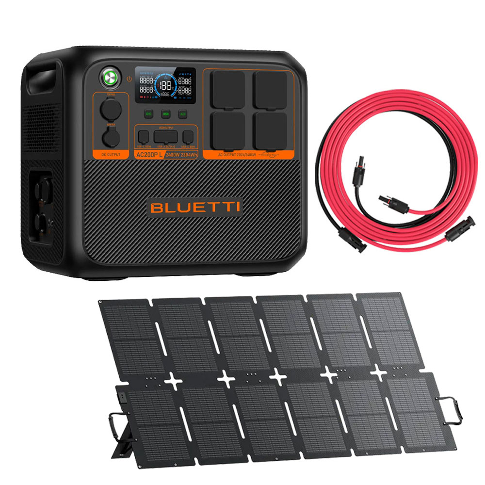BLUETTI AC200PL + Sora 220 + PV Solar 5M Extension Cable Portable Power Station AC200PL + Sora 220 + PV Solar 5M Extension Cable