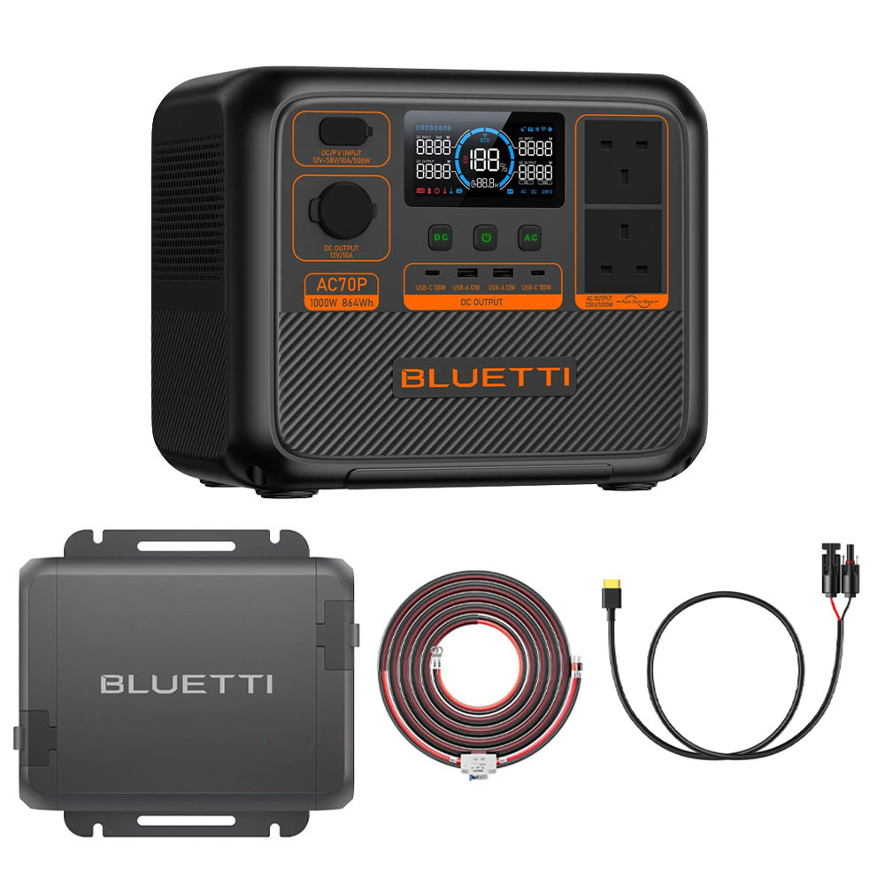 BLUETTI AC70P + Charger1 + Wiring Kit + MC4 TO XT60 Portable Power Station AC70P + Charger1 + Wiring Kit + MC4 TO XT60