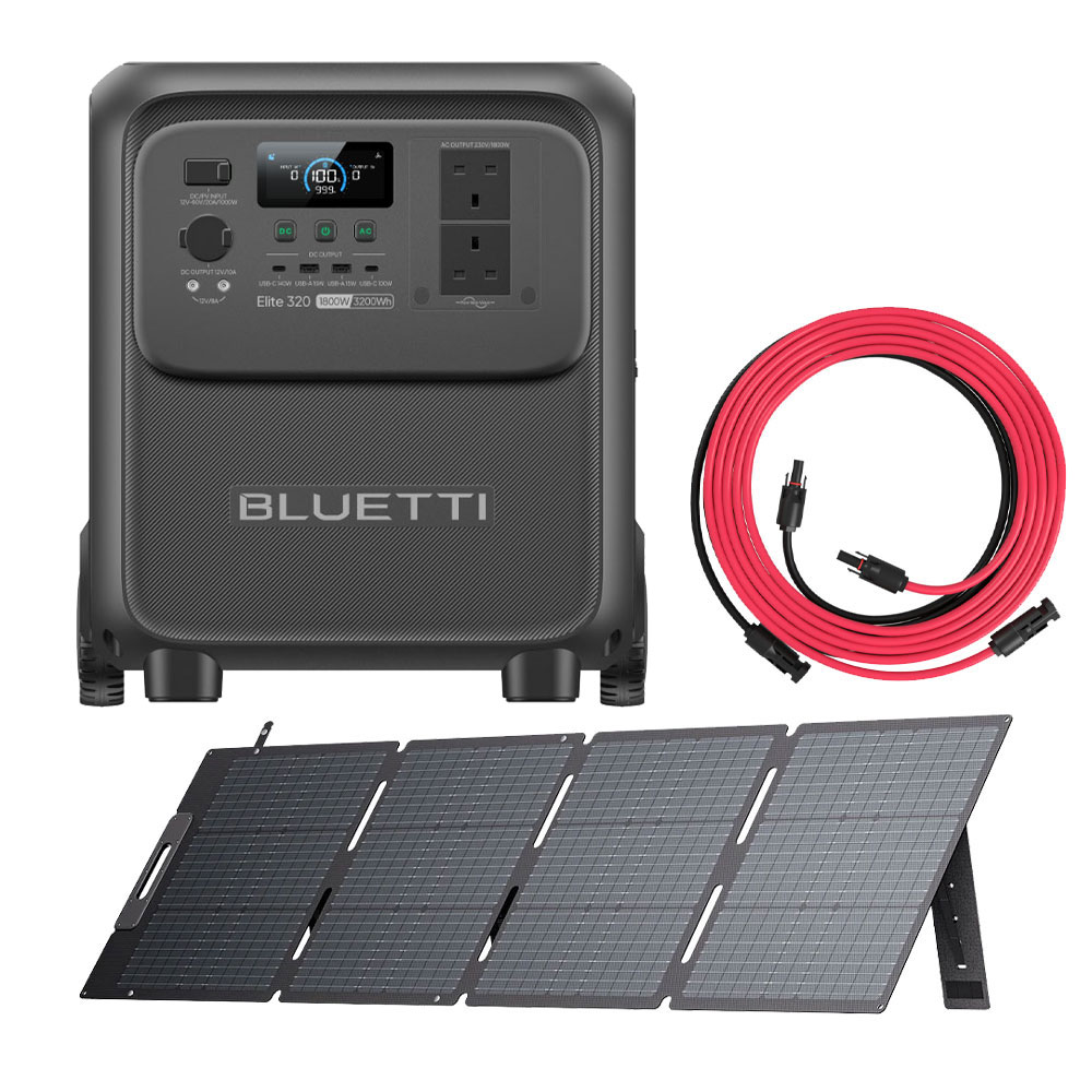 BLUETTI Elite 320 + PV200D + PV Solar 5M Extension CablePortable Power Station Elite 320 + PV200D + PV Solar 5M Extension Cable