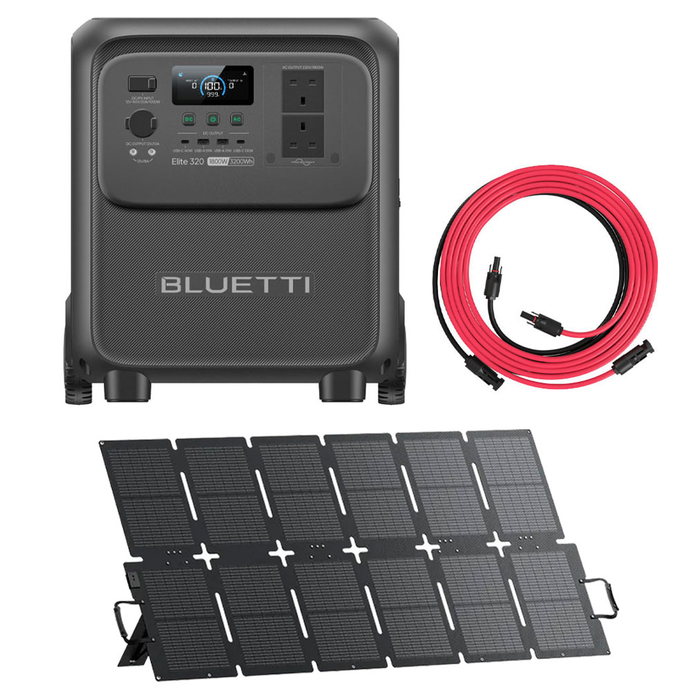 BLUETTI Elite 320 + Sora 220 + PV Solar 5M Extension CablePortable Power Station Elite 320 + Sora 220 + PV Solar 5M Extension Cable