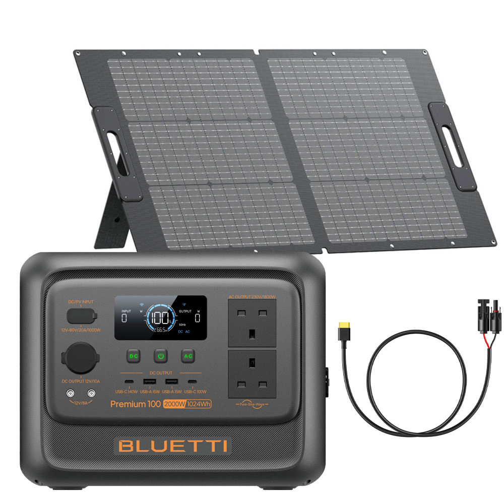 BLUETTI PREMIUM 100 V2 + PV100 + MC4 TO XT60 Portable Power Station PREMIUM 100 V2 + PV100 + MC4 TO XT60